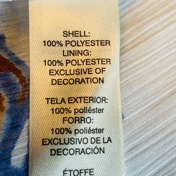 WHITE HOUSE BLACK MARKET White Blue Floral Off-Shoulder Beaded Boho Top Size XXS - Picture 12 of 16